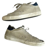 *Golden Goose Superstar Suede Denim Heel Cap Snake Toe Low-Top Sneakers, Size 37