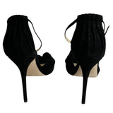 ^Jimmy Choo Marion Suede Knot Vamp Ankle Strap 4" Stiletto Heel Platform Sandals, Size 39