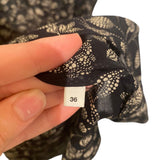 *Isabel Marant Etoile Marili Cotton Floral 3/4 Balloon Sleeve Split Neck Ruched Front Midi Dress, Size FR 36=US 4