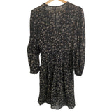 *Isabel Marant Etoile Marili Cotton Floral 3/4 Balloon Sleeve Split Neck Ruched Front Midi Dress, Size FR36=4