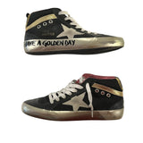 *Golden Goose Midstar Leather Suede Glitter Mid-Top Lace-Up Sneakers, Size 37