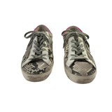 *Golden Goose Superstar Snake Leather Pink Heel Cap Suede Star Low-Top Sneakers, Size 37