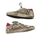 *Golden Goose Superstar Snake Leather Pink Heel Cap Suede Star Low-Top Sneakers, Size 37