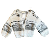 *Brochu Walker Merle Handknit Wool Angora Stripe Round Neck No Closure Cardigan, Size XS