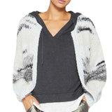 *Brochu Walker Merle Handknit Wool Angora Stripe Round Neck No Closure Cardigan, Size XS