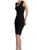 *St. John Caviar Merino Wool Blend Sleeveless Scoop Neck Sheath Knee Length Dress, Size 10