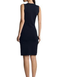 *St. John Caviar Merino Wool Blend Sleeveless Scoop Neck Sheath Knee Length Dress, Size 10