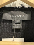 *St. John Wool Boucle Chain Trim Raw Edges Collarless Open Jacket, Size 10