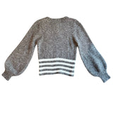 *St. Roche Juniper Alpaca & Cotton Knit Stripe Embroidered Flowers Crew Neck Sweater, Size S