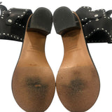 *Isabel Marant Jaeryn Leather Studded Ankle Buckle 2" Block Heel Gladiator Sandals w/Box, Size 37