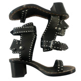 *Isabel Marant Jaeryn Leather Studded Ankle Buckle 2" Block Heel Gladiator Sandals w/Box, Size 37