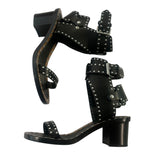*Isabel Marant Jaeryn Leather Studded Ankle Buckle 2" Block Heel Gladiator Sandals w/Box, Size 37