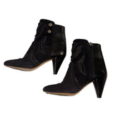 *Isabel Marant Lola Western Suede & Leather Applique Cone Heel Ankle Boots Booties w/Box, Size 38