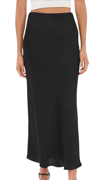 *Jenni Kayne Crepe Satin Bias Cut Elastic Waist Slip Midi Skirt, Size XL