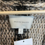 *NWT Brochu Walker Illia Handknit Wool Angora Stripe Round Neck No Closure Cardigan, Size S