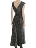 *Vince Silk Floral Sleeveless Faux Wrap Surplice V-Back Tie Waist Midi Slip Dress, Size S