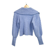 *Jonathan Simkhai Jasmine Alpaca Blend Popcorn Wide Collar Button Neck Cropped Sweater, Size XS