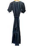 *Apiece Apart Chabrol Linen Blend Puff Sleeve Surplice Braided Belt Wide Leg Cropped Jumpsuit, Size 2