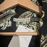 *Alice + Oliva Macey Metallic Jacquard Notch Lapel One Button Slim Cut Blazer, Size 4