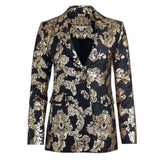 *Alice + Oliva Macey Metallic Jacquard Notch Lapel One Button Slim Cut Blazer, Size 4