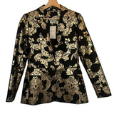 *Alice + Oliva Macey Metallic Jacquard Notch Lapel One Button Slim Cut Blazer, Size 4