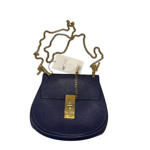 *Chloe Small Drew Leather Crossbody Bag with Gold Hardware and Chain Strap