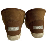 ^Mou Eskimo Sneaker Suede Shearling Wool Whipstitched Fold Over Cuff Booties, Size 37