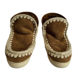 ^Mou Eskimo Sneaker Suede Shearling Wool Whipstitched Fold Over Cuff Booties, Size 37