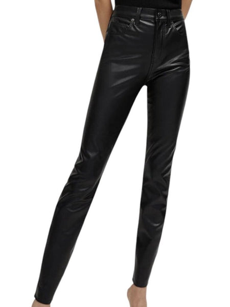 *NWT Veronica Beard Debbie Vegan Faux Leather High-Rise Straight Leg Pants Jeans, Size 25(0)
