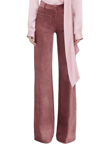 *NWT Victoria Beckham Alina Textured Velvet High-Rise Patch Pocket Wide Leg Pants, Size 2