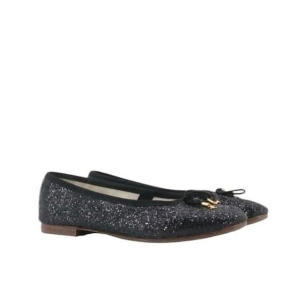 *Celine Les Ballerines Glitter Leather Charm Bow Trim Round Toe Ballet Flats w/Box, Size 40
