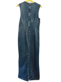 *Reformation Kendi Cotton Denim Sleeveless Round Neck Back Slit Sheath Midi Dress, Size 8