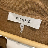 *FRAME Cotton Blend Slim Ribbed Knit Collared Button-Up Cardigan Sweater, Size M
