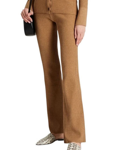 *FRAME Cotton Blend Slim Ribbed Knit Pull-On Kick Flare Sweater Pants, Size L