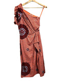 *Ulla Johnson Idra Cotton Sanddollar One Shoulder Puff Sleeve Draped Midi Dress, Size 0