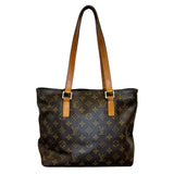 *Louis Vuitton VINTAGE Cabas Piano LV Monogram Coated Canvas Leather Trim Zip Top Shoulder Bag