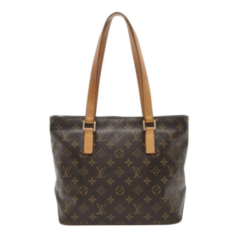 *Louis Vuitton VINTAGE Cabas Piano LV Monogram Coated Canvas Leather Trim Zip Top Shoulder Bag