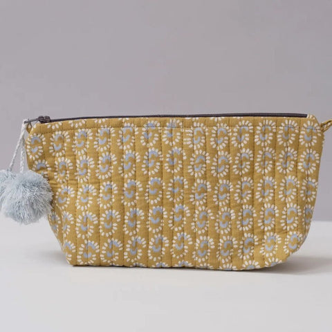 Graymarket Design Sunburst Dark Honey Block Print Makeup Pouch