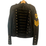*Boda Skins Napoleon Leather & Suede Patch Sleeve Silver Studs Sgt. Pepper Jacket, Size UK12 (US8)