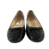 *Prada Patent Leather Round Toe Bow Trim Rubber Sole Ballet Flat, Size 36.5