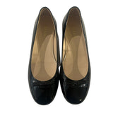 *Prada Patent Leather Round Toe Bow Trim Rubber Sole Ballet Flat, Size 36.5