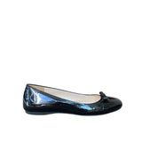 *Prada Patent Leather Round Toe Bow Trim Rubber Sole Ballet Flat, Size 36.5