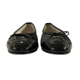 *Chanel Patent Leather & Tweed Interlocking CC Logo Cap Toe Bow Trim Ballet Flats, Size 36.5