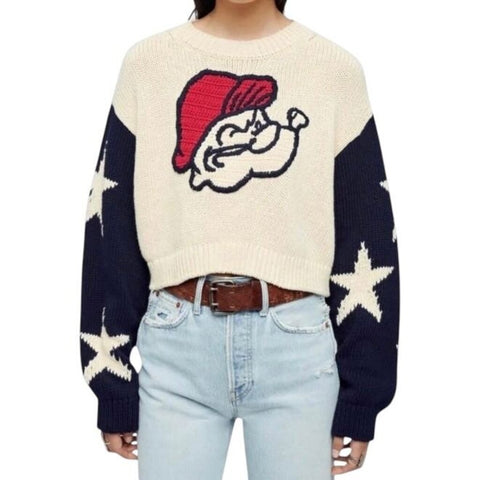 *NWT RE/DONE 50's Cotton Knit Popeye Classic Crew Neck Sweater, Size XS