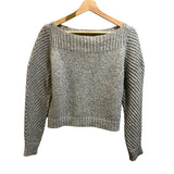 *LoveShackFancy Rosie Alpaca & Wool Openwork Sleeves Boatneck Cropped Sweater, Size XS