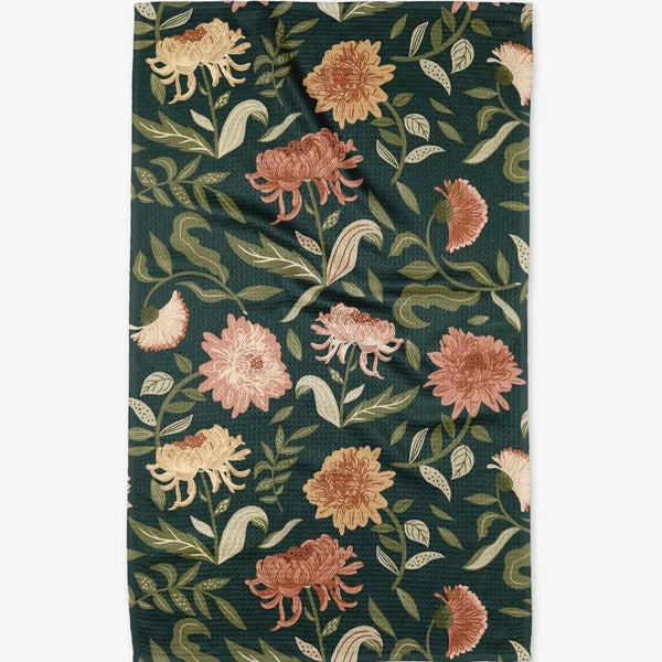 Geometry Chrysanthemums Tea Towel