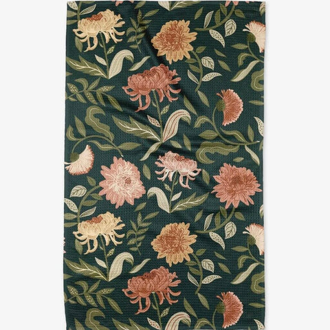 Geometry Chrysanthemums Tea Towel