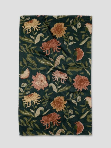 Geometry Chrysanthemums Tea Towel