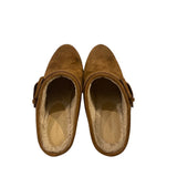 *Veronica Beard Dacey Suede Shearling Lined Gold Studs Wood Heel Platform Clogs, Size 7