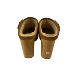 *Veronica Beard Dacey Suede Shearling Lined Gold Studs Wood Heel Platform Clogs, Size 7